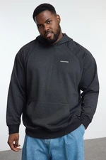 Trendyol Anthracite Oversize/Wide Cut Raglan Sleeve Hooded Plus Size Sweatshirt