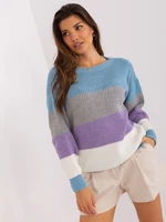 Blue and purple striped oversize sweater