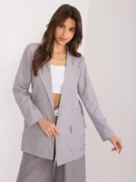 Grey women's blazer with appliqués