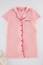 Trendyol Pink Cotton Piping Detailed Knitted Nightshirt