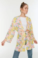 Trendyol Multicolored Floral Patterned Kaftan &; Kimono with Pockets with Fastening Detail