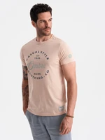 Men's printed t-shirt Ombre Casual Style - pale rose