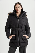 DEFACTO Regular Fit Water Repellent Hooded Faux Für Coat