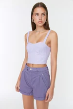 Trendyol Lilac Stitch Detail Denim Shorts & Bermuda