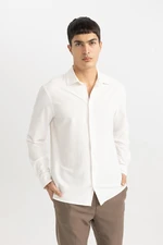 DEFACTO Modern Fit Polo Collar Crinkle Long Sleeve Shirt