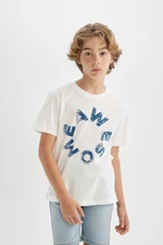 DEFACTO Boy's Crew Neck Printed Short Sleeve T-Shirt