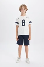 DEFACTO Boy's Printed Short Sleeve T-Shirt Shorts 2-Piece Set