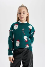 DEFACTO Girl's New Year Themed Crew Neck Sweater