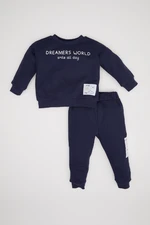 DEFACTO Baby Boy Label Printed Thessaloniki Fabric Sweatshirt Tracksuit Bottom 2-Piece Set