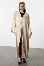 Trendyol Beige Satin Woven Stone Detailed Cape & Abaya & Abaya