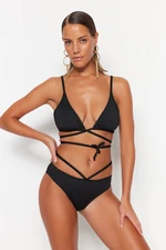 Trendyol Black Piped Regular Leg Bikini Bottom