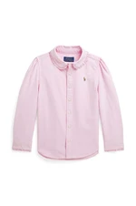 Dětská bavlněná košile Polo Ralph Lauren růžová barva, 312929954002