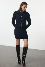 Trendyol Navy Blue Heart Buttoned Knitwear Top-Bottom Set