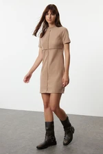 Trendyol Mink A-Line/A-Line Formal Thessaloniki/Knitwear Look Mini Knitted Dress