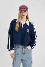 DEFACTO Cool Zipper Collar Crop Sweatshirt