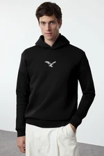 Trendyol Black Regular/Normal Cut Animal Embroidered Sweatshirt