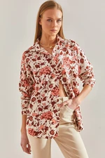 Bianco Lucci Women's Multi Patterned Casual Linen Shirt