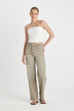 DEFACTO 90's Wide Leg High Waist Long Jean Washed Trousers