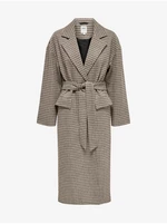 Beige ladies checkered coat with wool ONLY Lipa - Ladies