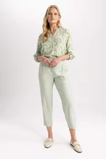 DEFACTO Spodnie Jogger Linen Look Z Wysokim Stanem