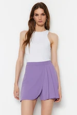 Trendyol Lilac Pleat Detailed Crepe Knitted Shorts Skirt