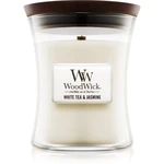 Woodwick White Tea & Jasmine vonná svíčka s dřevěným knotem 275 g