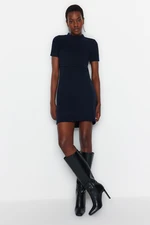 Trendyol Navy Blue A-Line/Cbell Form Thessaloniki/Knitted Mini Knitted Dress