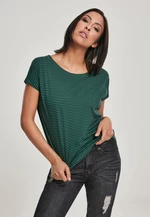 Women's striped T-shirt with dark green/black yarn