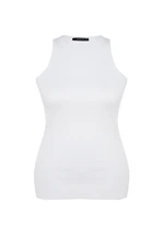 Trendyol Curve White Basic Ribbed Knitted Barbell Neck Undershirt