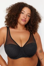 Trendyol Curve Black Glitter Mesh Covered Bra