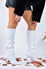 Fox Shoes White Women's Thin Heeled Boots