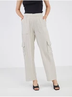 Cream women's trousers with linen Noisy May Leilani - Ladies