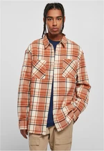 Long oversized shirt with checkered leaves softseagrass/red