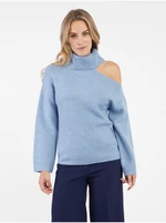 Orsay Light blue women's turtleneck with slit - Women