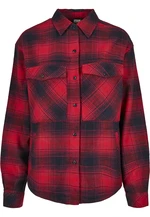 Women's Check Overshirt Navy Blue/Red