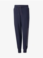 Tmavě modré klučičí vzorované tepláky Puma Alpha Sweatpants - unisex