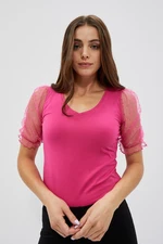 Blouse with decorative sleeves - pink