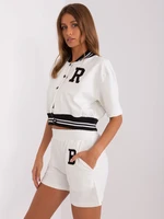 Ecru casual set with a short baseball sweatshirt