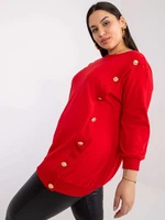 Brigitina red oversized blouse with a round neckline