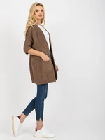 Brown knitted cardigan RUE PARIS with 3/4 sleeves