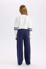 DEFACTO Girl Navy Blue Wide Leg Wide Leg Striped Tracksuit Bottoms