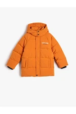 Koton Down Jacket Quilted Hooded Wind Flap Pocket Zipper