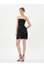 Koton Mini Satin Invitation Dress Strapless Draped