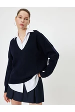 Koton V Neck Basic Long Knitted Sweater