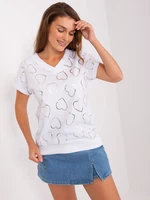 White RUE PARIS T-shirt with heart print