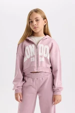 DEFACTO Girl 2-Piece Set Hooded Thick Zippered Sweatshirt Cardigan Jogger Sweatpants