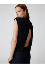 Koton Round Neck Knitwear Sweater with Back Window Detail