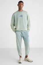 GRIMELANGE Alex Men's Knitted Crew Neck Relaxed Fit Elastic Cuff Blue Tracksuit Set