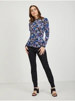 Purple-black women's floral T-shirt ORSAY - Women