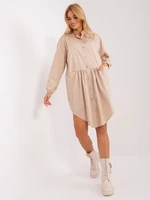 Beige asymmetrical shirt dress by ZULUNA